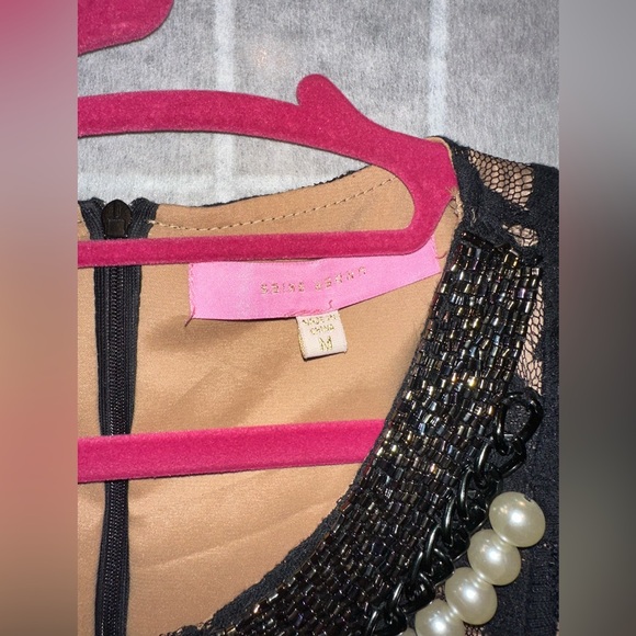 Under Skies Elegant Black Floral Lace and bead Dress women's Medium - Picture 2 of 3